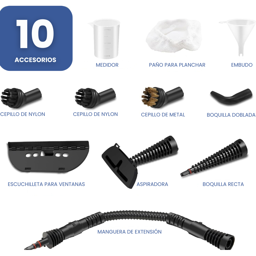 VaporixPro - Limpiador desinfectante a vapor 10 en 1